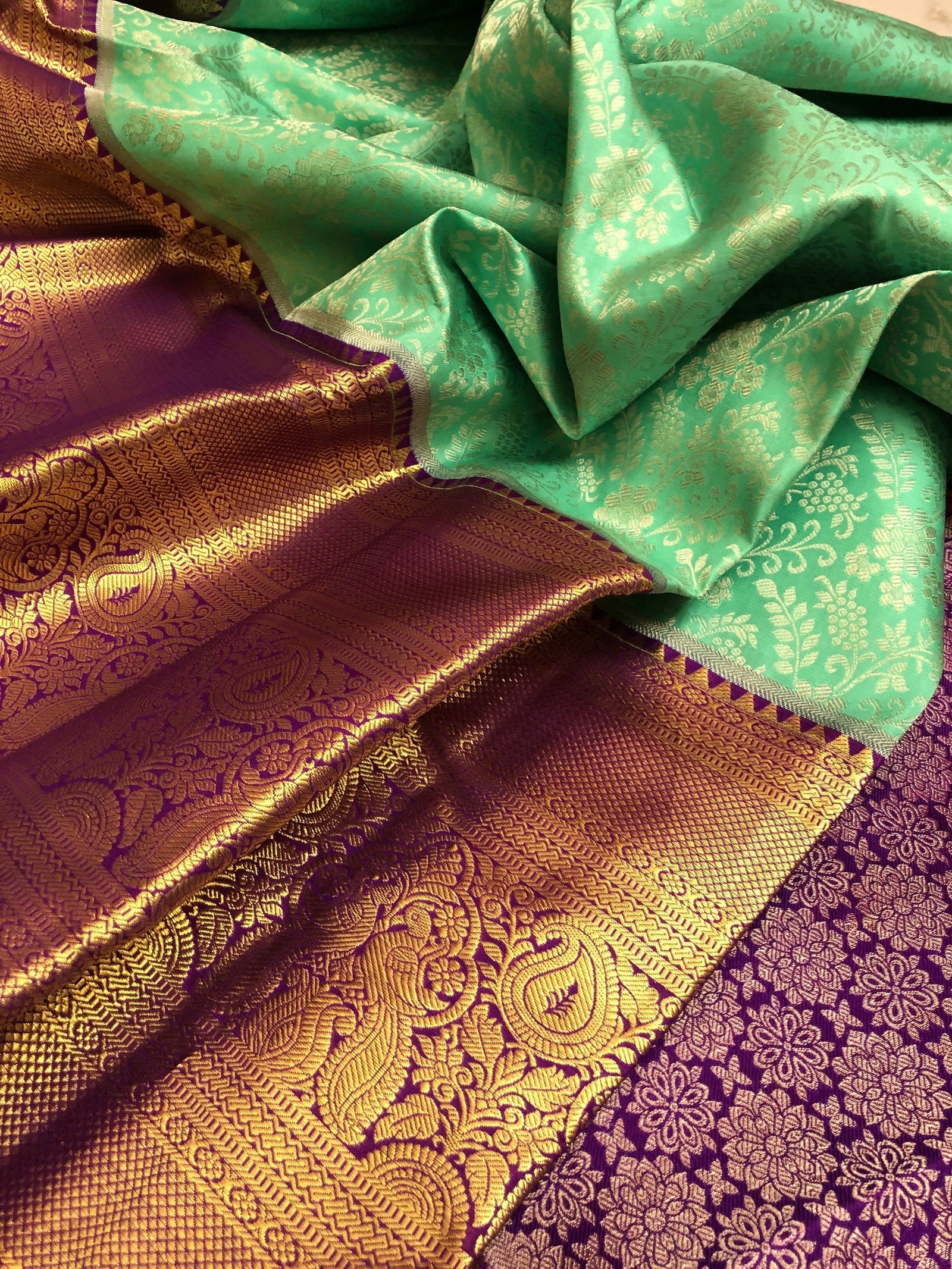 Celadon Green Color Brocade Kanjeevaram Silk Saree