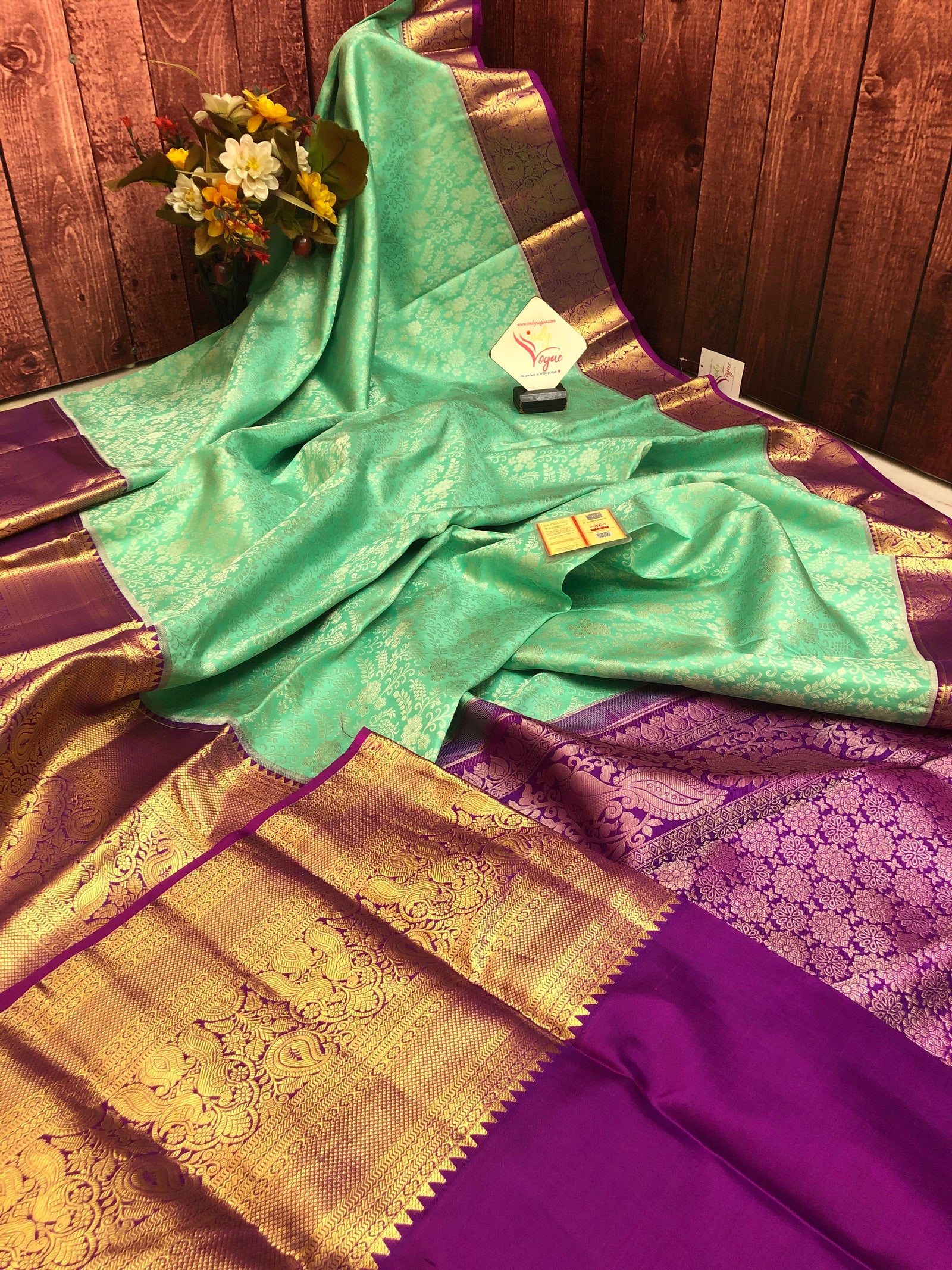Celadon Green Color Brocade Kanjeevaram Silk Saree