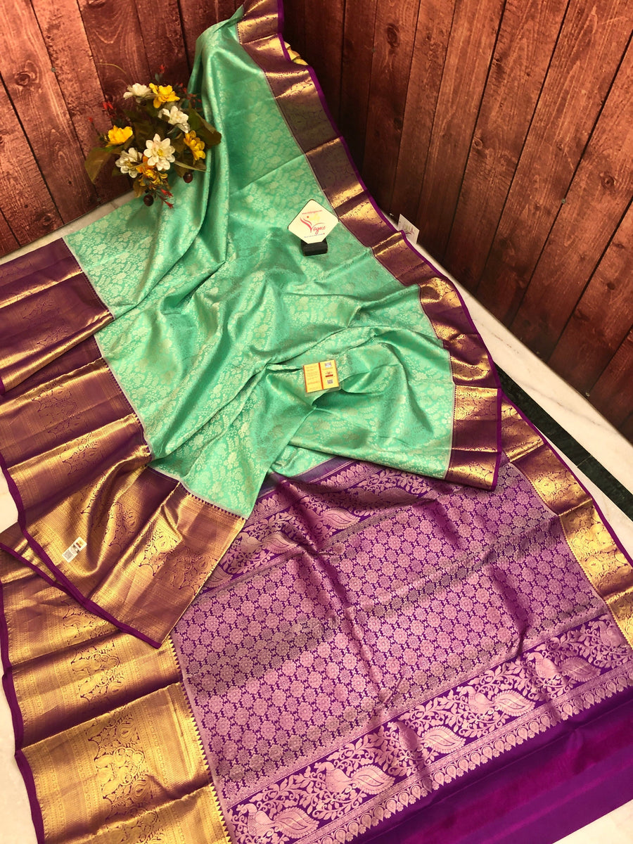Celadon Green Color Brocade Kanjeevaram Silk Saree
