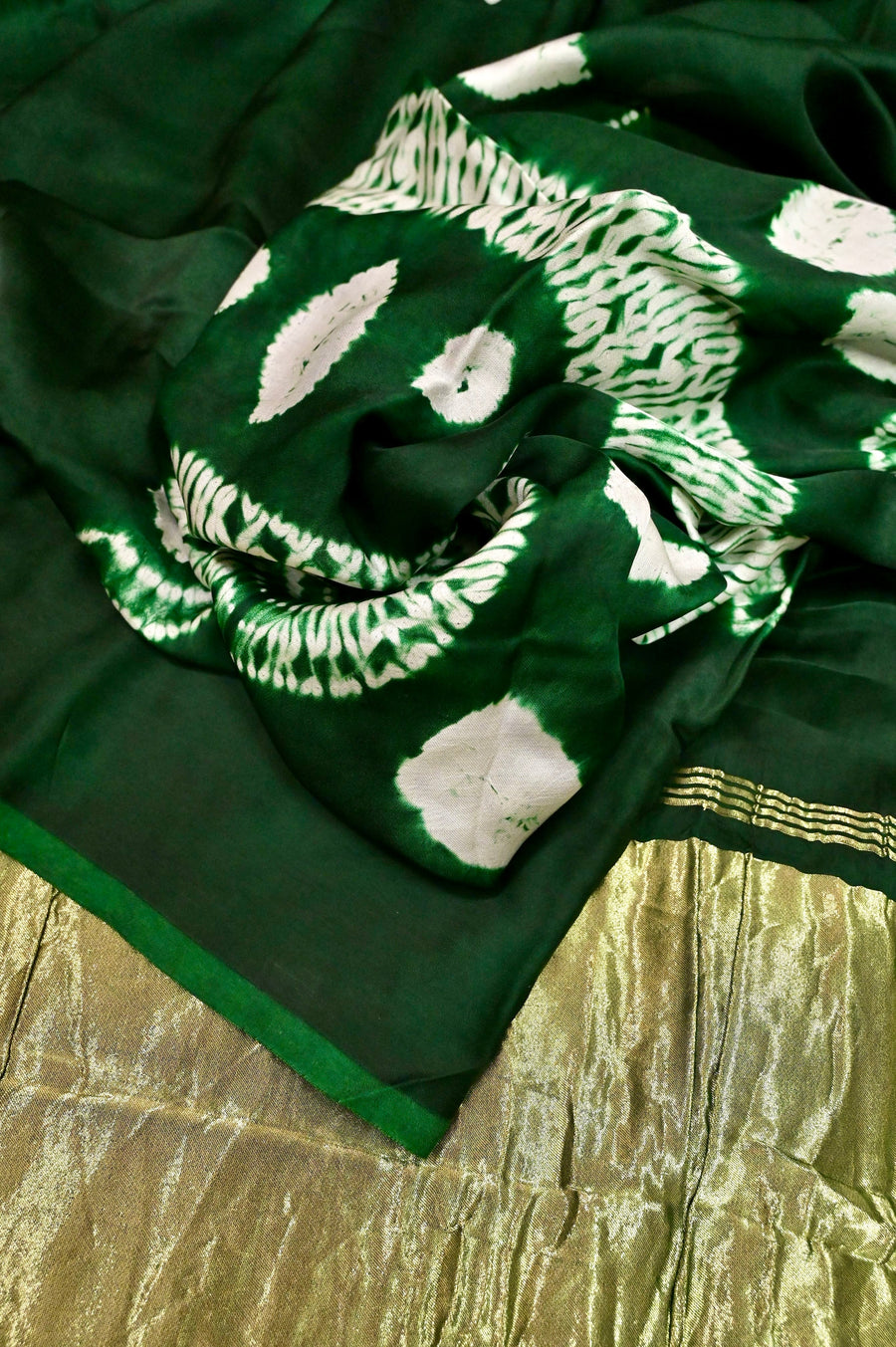 Dark Green Color Modal Silk Saree with Allover Bandhani Work