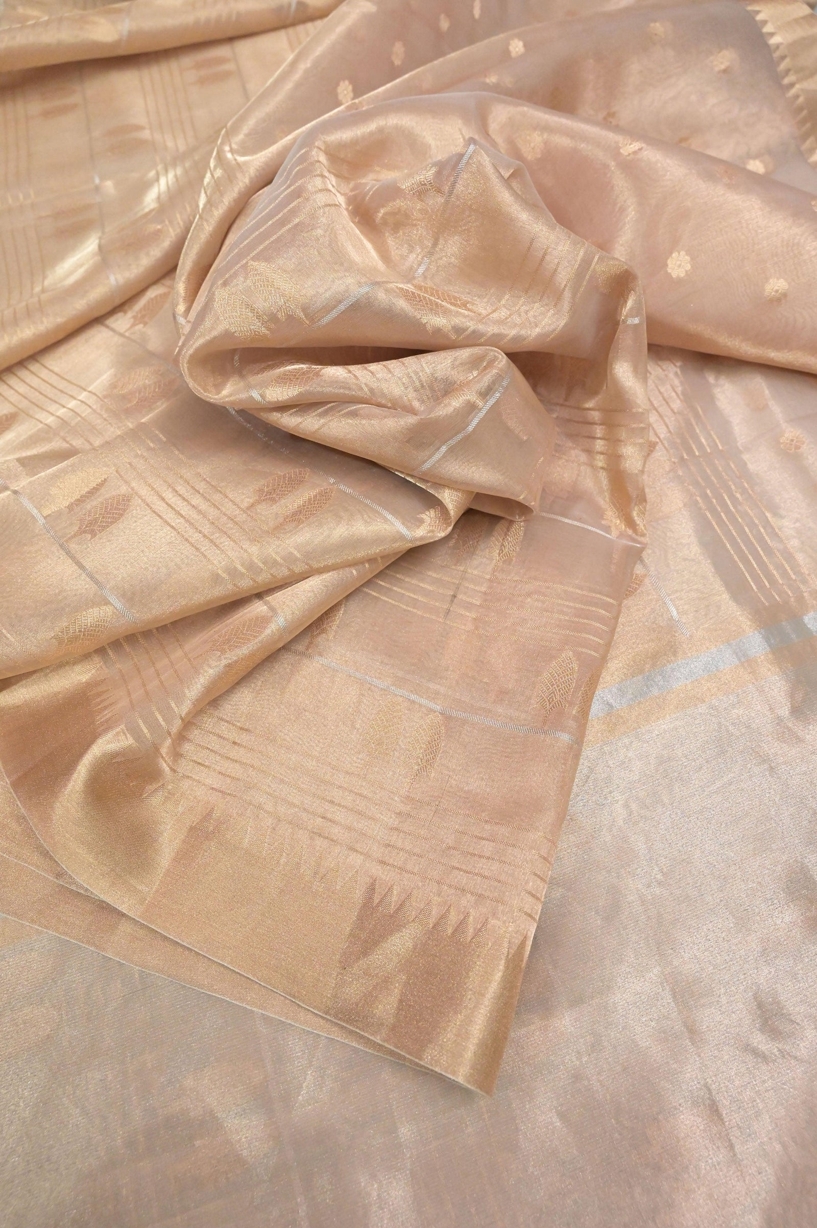Golden Color Pure Tissue Banarasi Saree