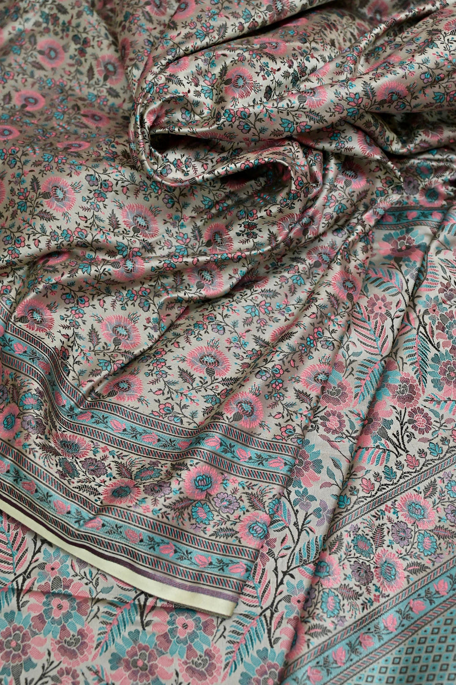 Grey Color Satin Jamewar Saree