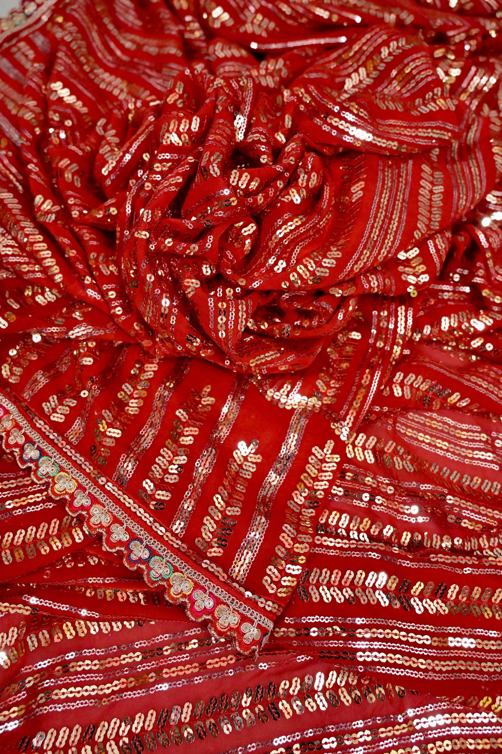 Red Color Designer Georgette Saree with Sequin Weaving and Designer Zari Border