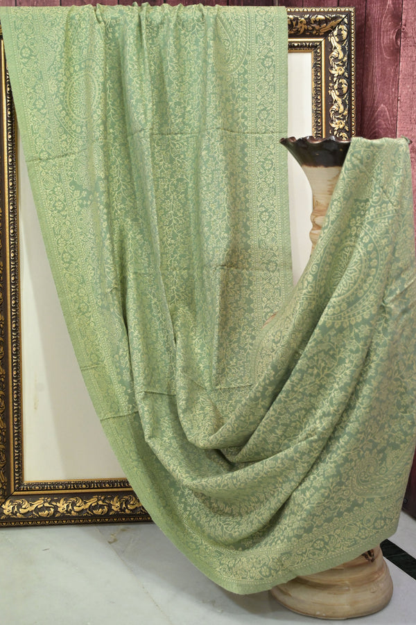 Royal Green Color Pashmina Stole with Allover Weaving