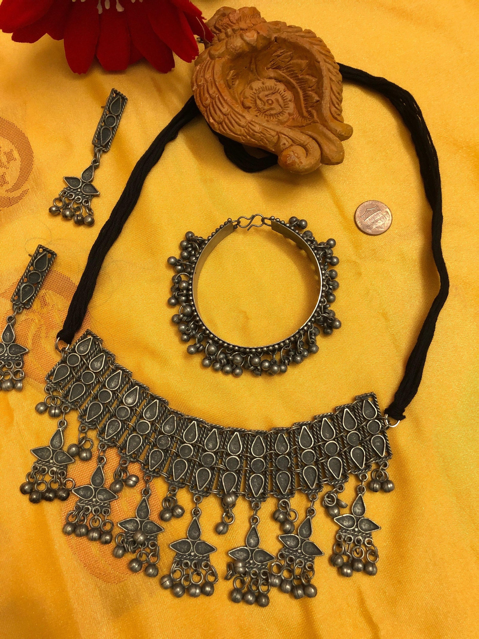 Boho Style Afghan Jhanjhariya Style Choker Necklace Set