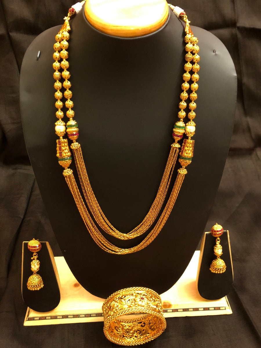 Double Layered Long Opera Style Necklace Set