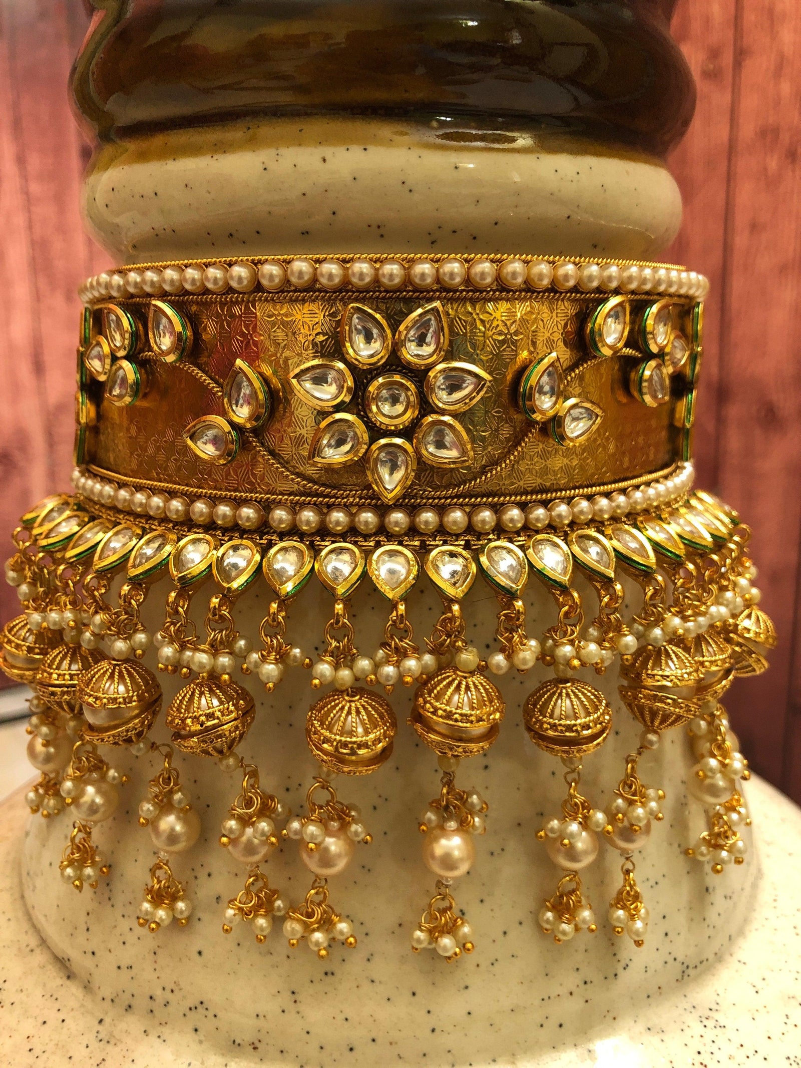 Golden Marwar Style Rajasthani Choker Necklace Set
