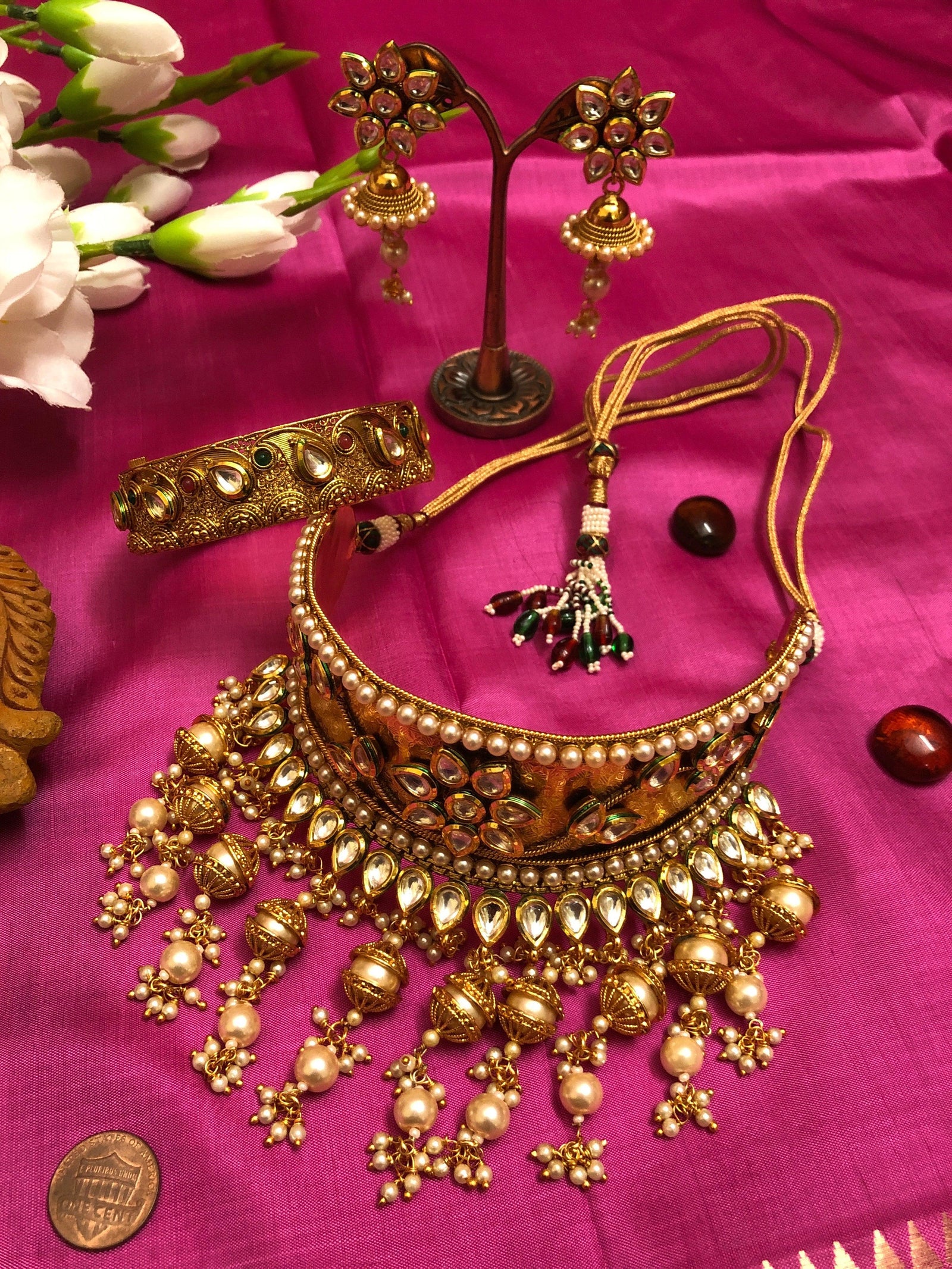 Golden Marwar Style Rajasthani Choker Necklace Set