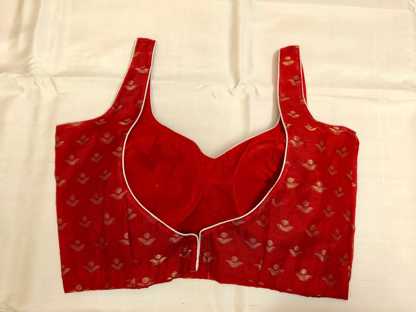 Red Color Sleeveless Designer Jamdani Blouse