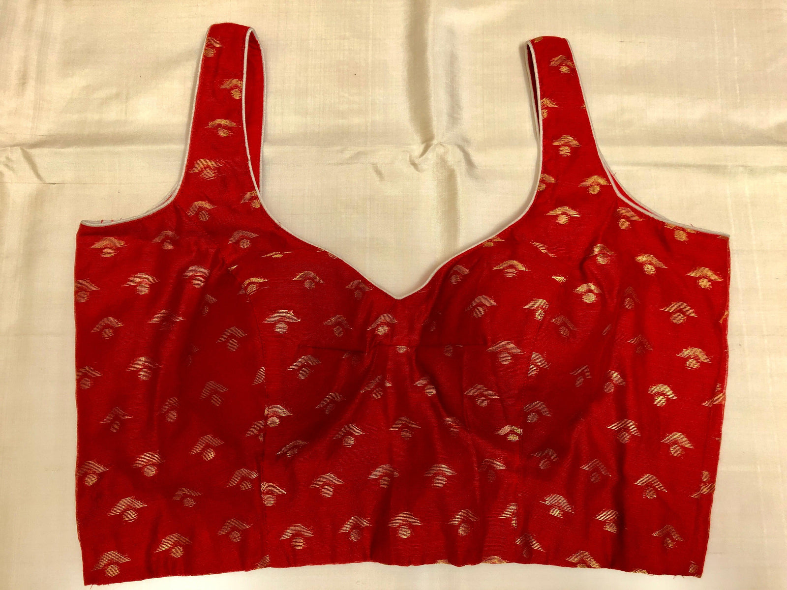 Red Color Sleeveless Designer Jamdani Blouse