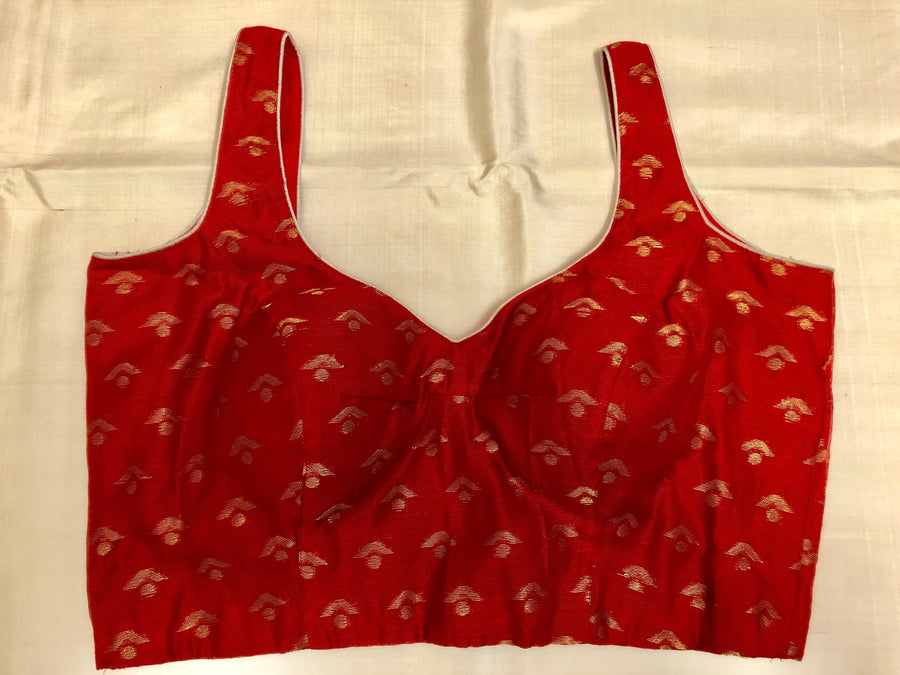 Red Color Sleeveless Designer Jamdani Blouse