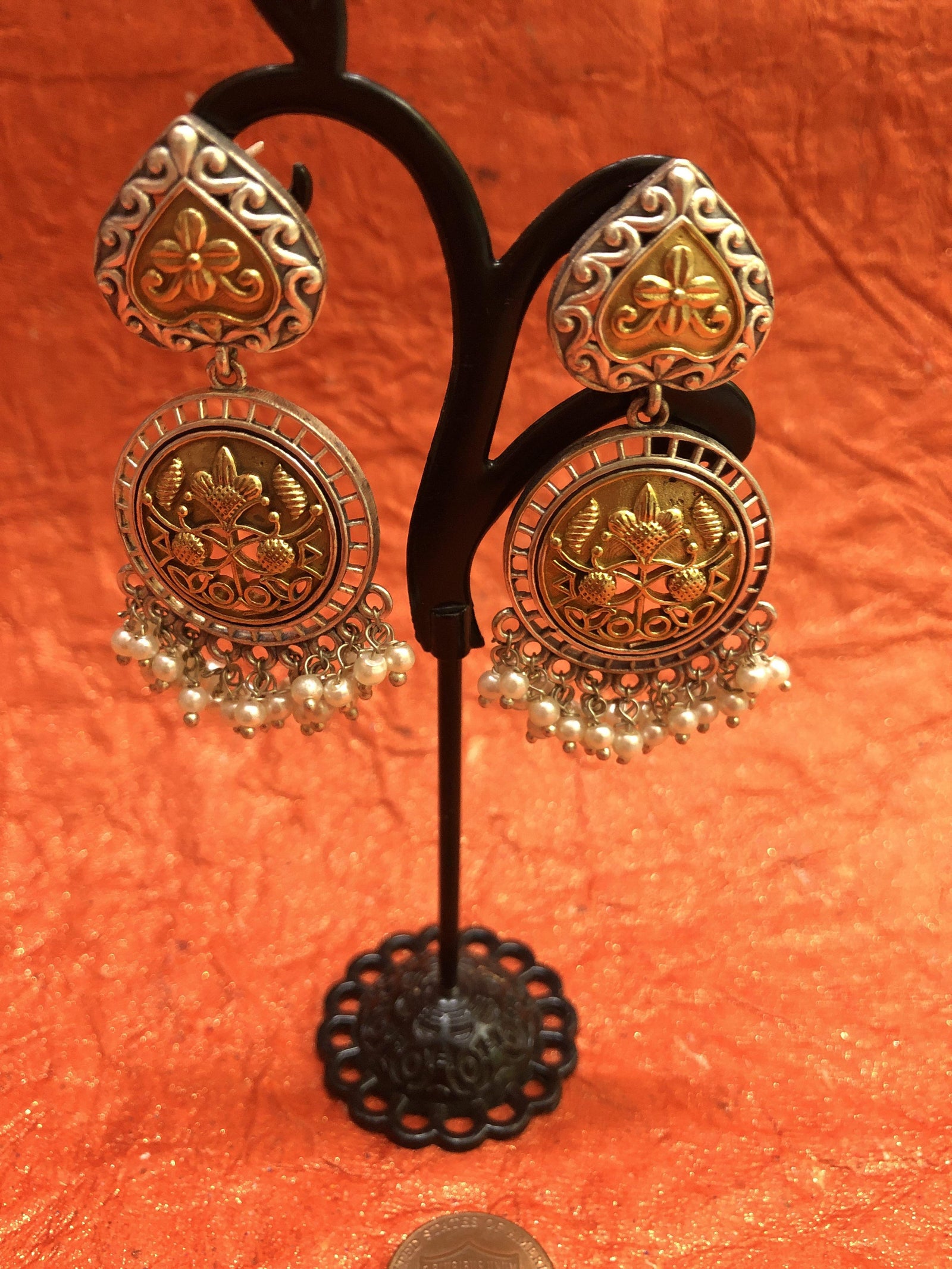 Sitahar Style Silver Polish Necklace with with Dual-Tone Blush Pink Monalisa Stone
