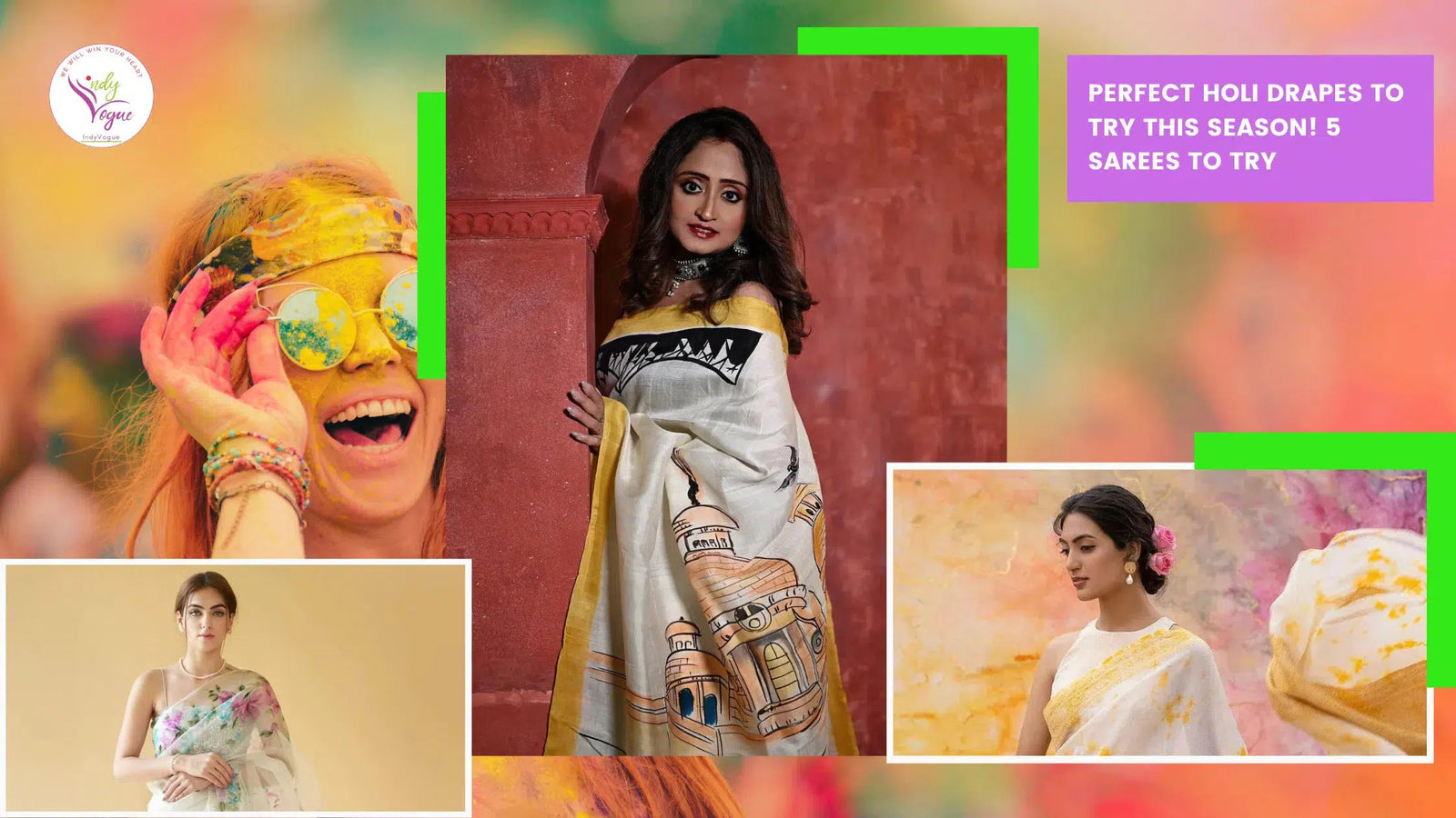 Perfect Holi Saree! Celebrate Festival of Colors in Style & Elegance