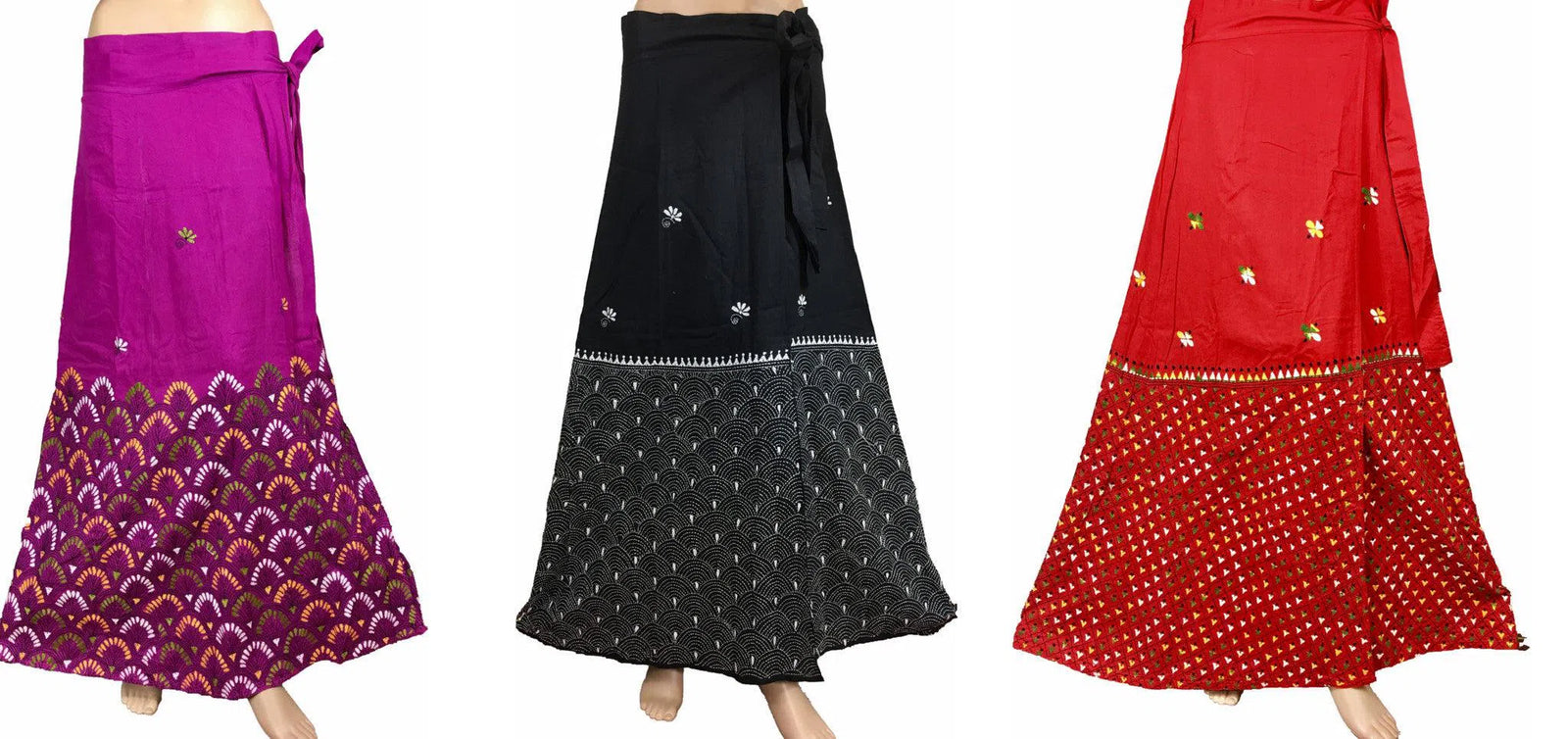 Wrap Around Skirts in Kantha Stitch - Latest at IndyVogue