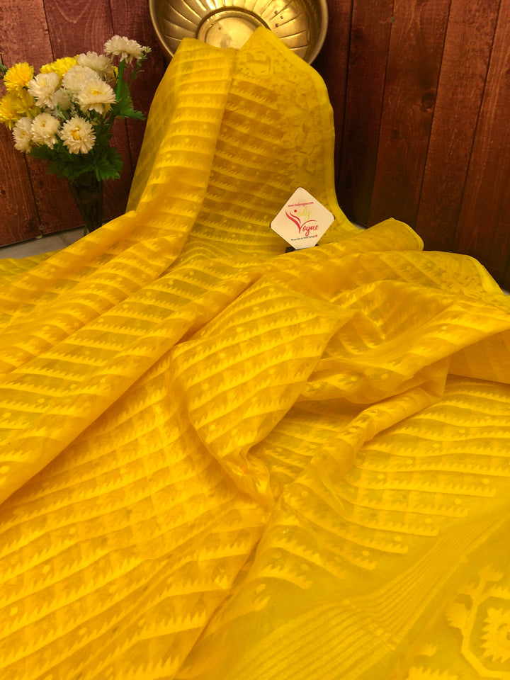 Aureola Yellow Color Jamdani Saree