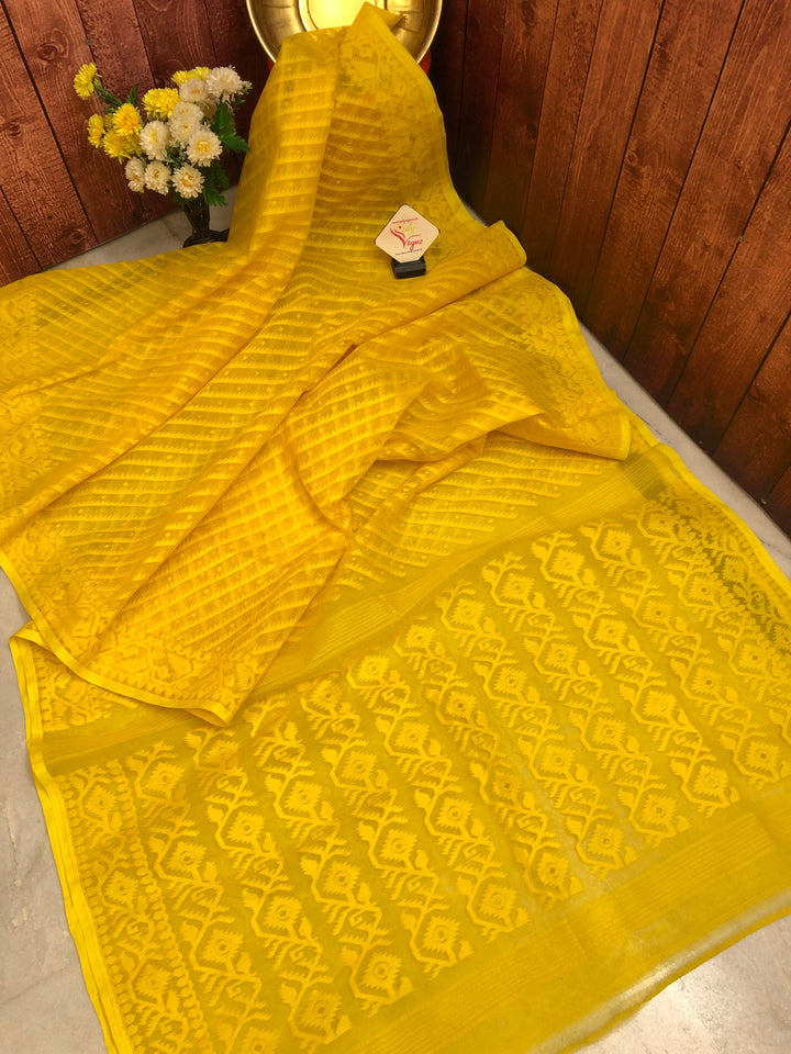 Aureola Yellow Color Jamdani Saree