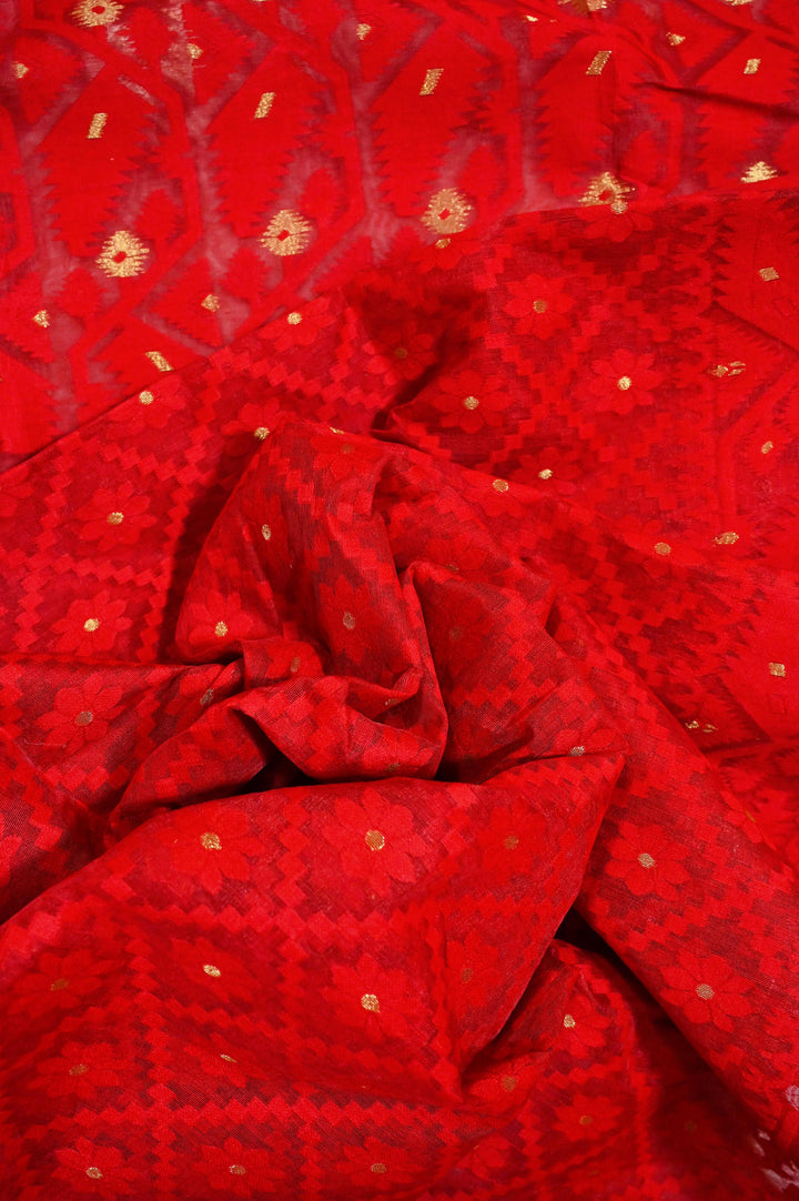 Barn Red Color Jamdani Saree