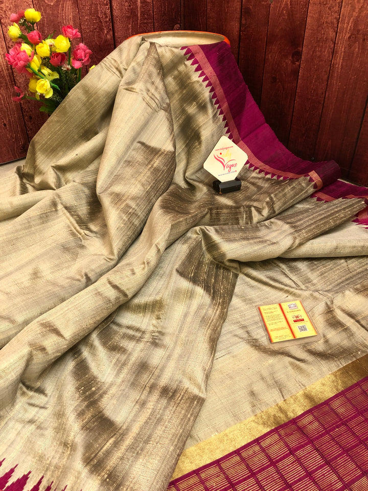 Brass Color Pure Raw Silk Saree