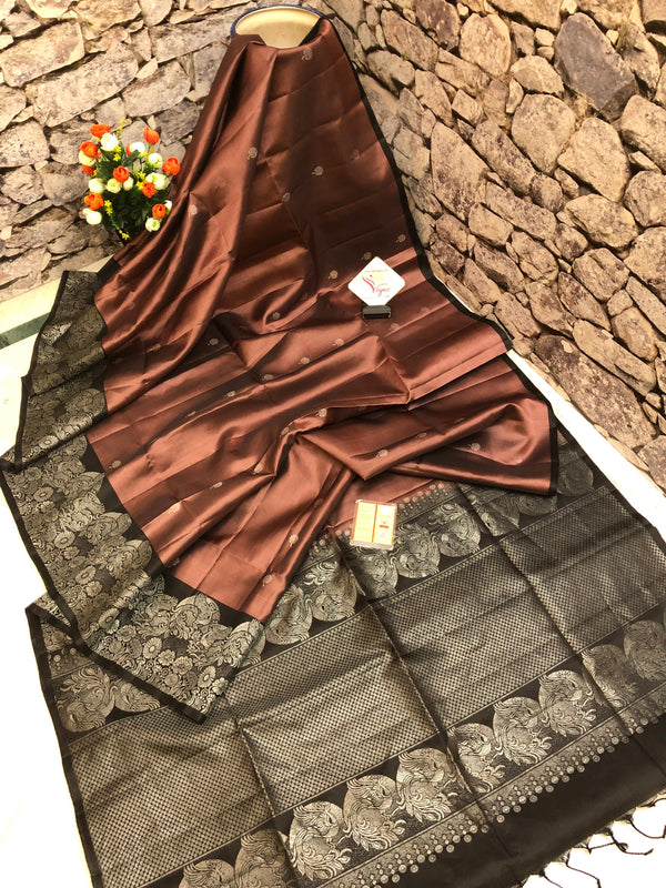 Brown Color Pure Kanchipuram Soft Silk Saree