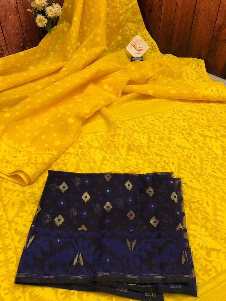 Canary Yellow Color Jamdani Saree