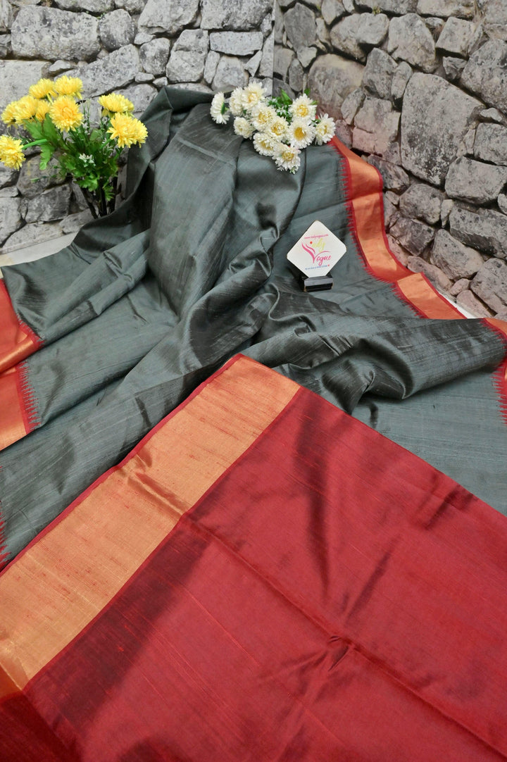 Cement Color Pure Raw Silk Saree