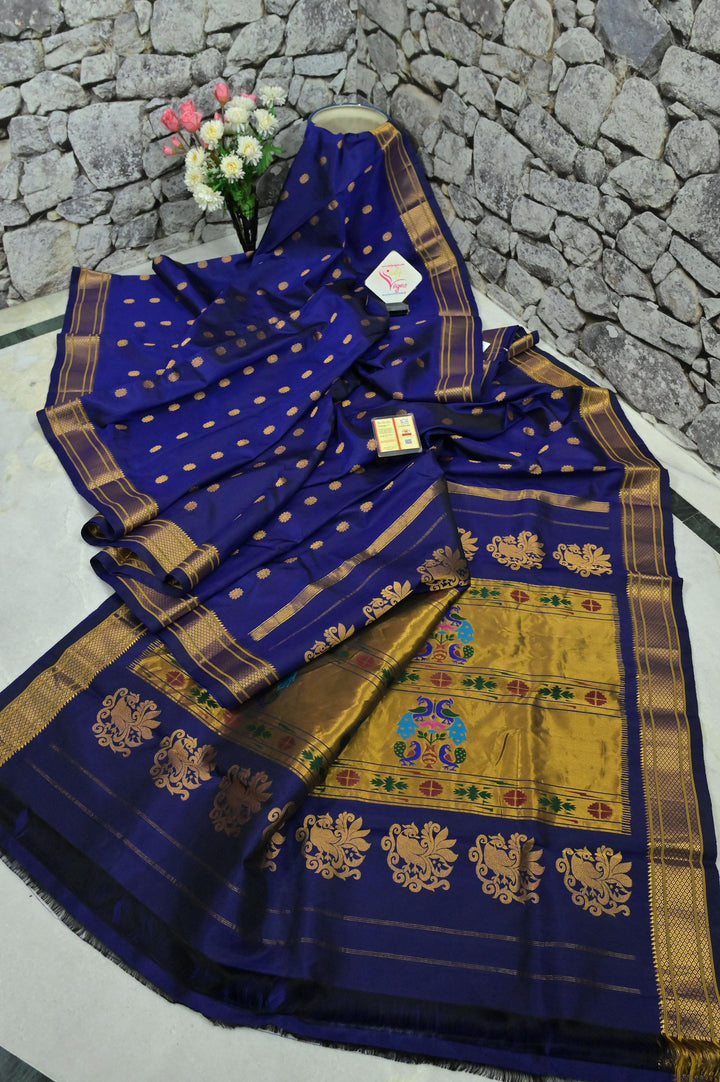 Dark Blue Color Paithani Silk Saree