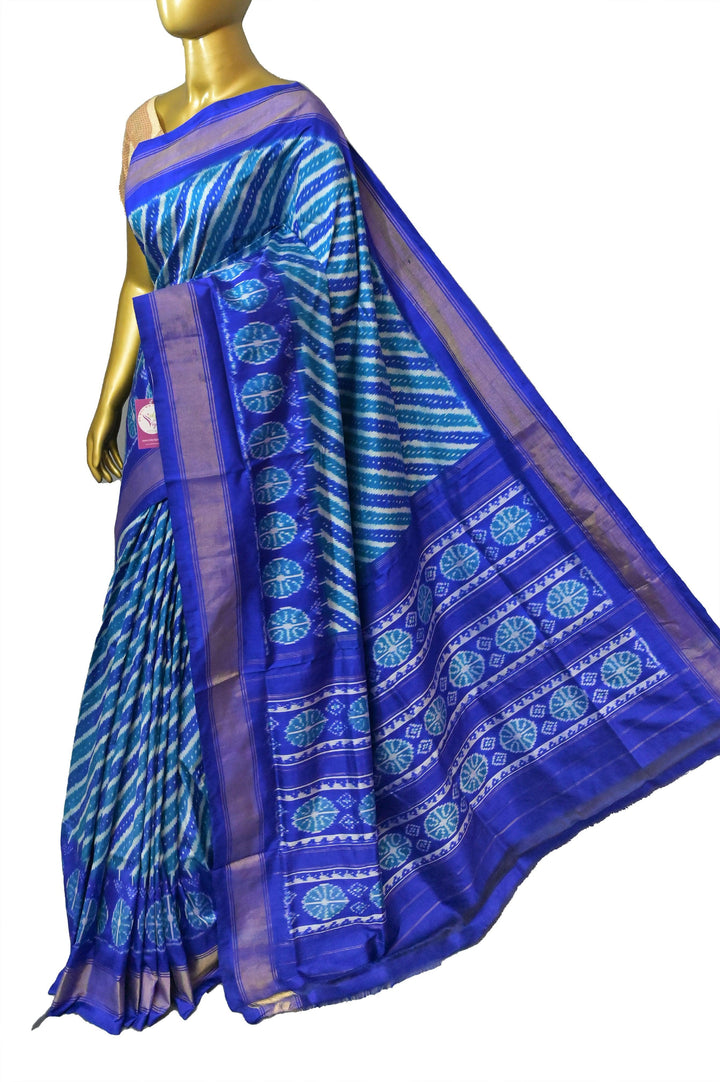 Deep Blue Color Pure Ikat Silk Saree