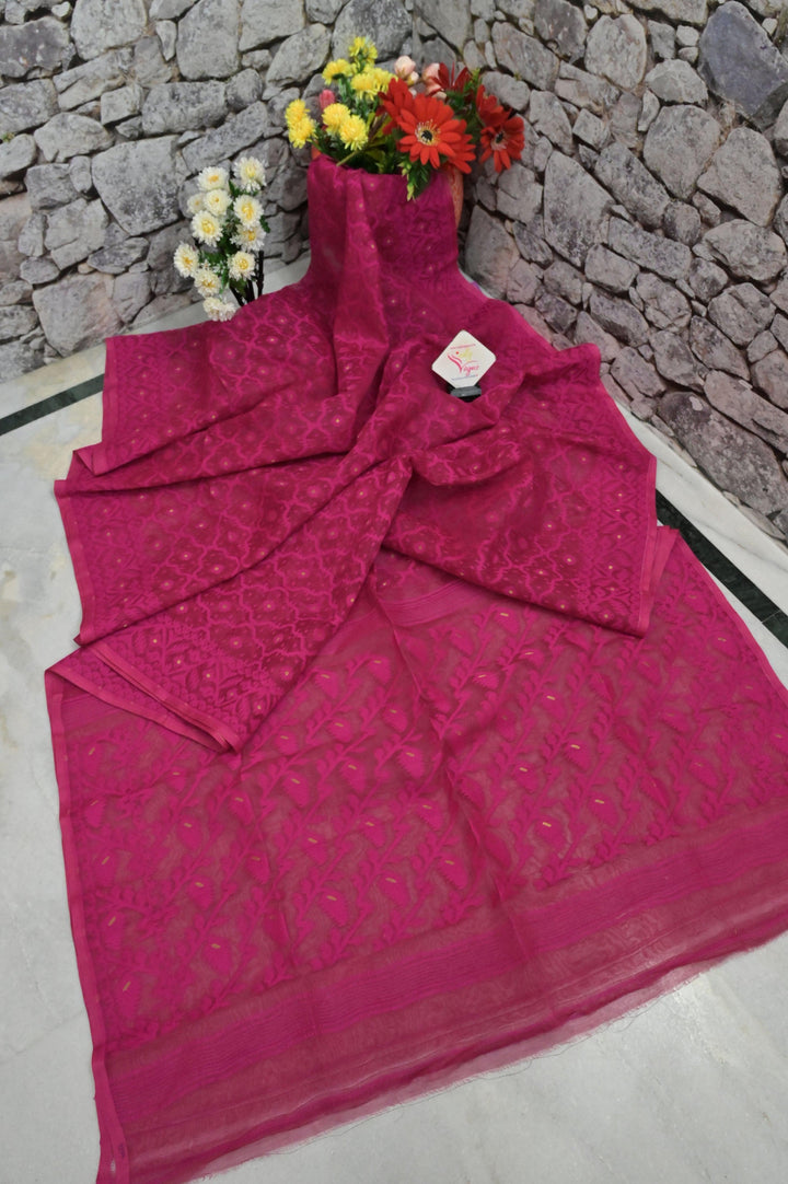 Deep Magenta Color Jamdani Saree