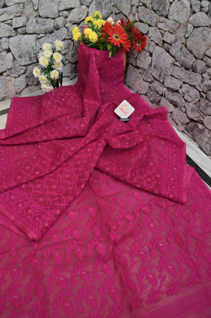Deep Magenta Color Jamdani Saree