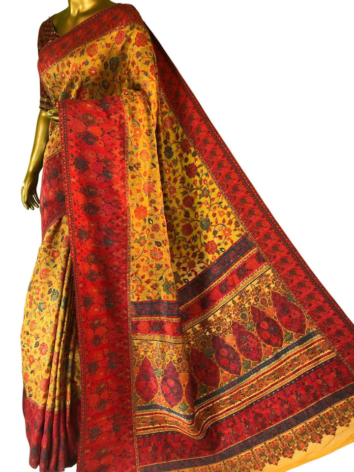 Deep Yellow Color Kani Silk Saree