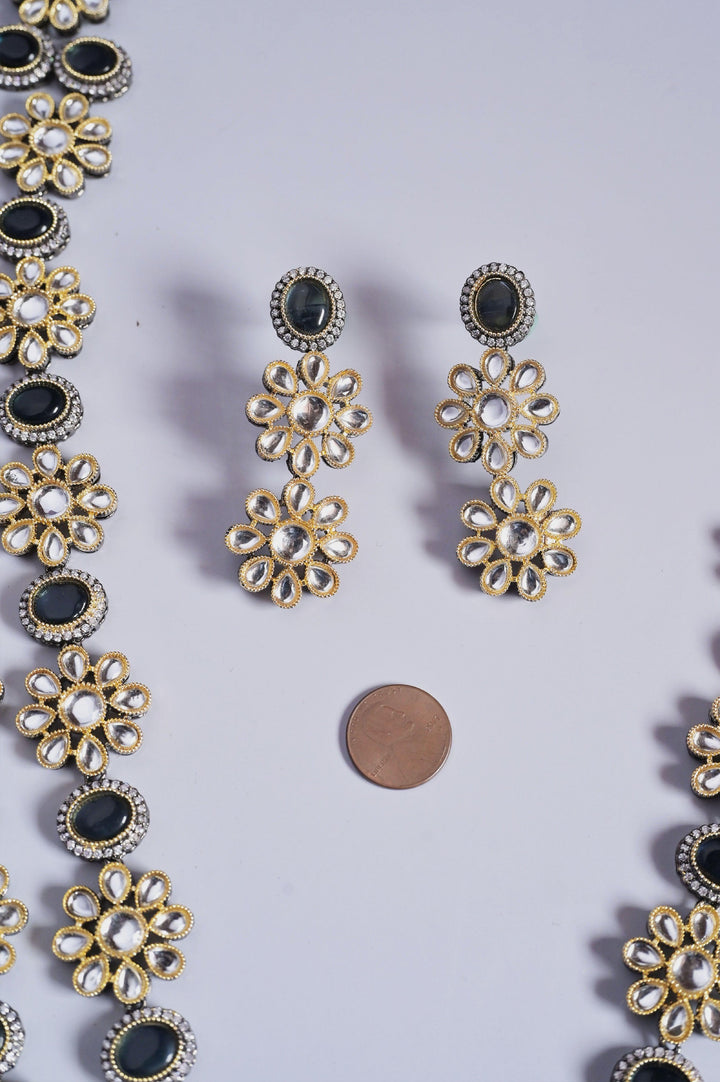 Double Layered Kundan Necklace Set with Monalisa Stone