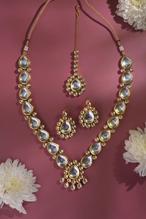 Double Sided Sitahar Style Kundan Necklace Set with Meenakari Work