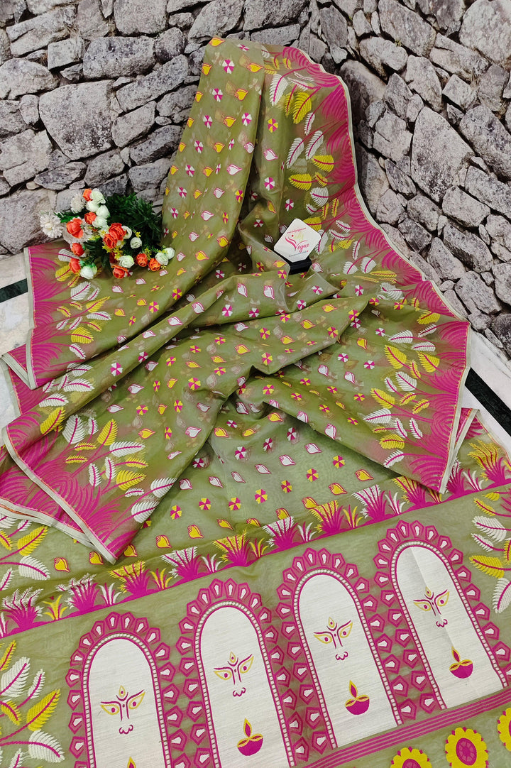 Fern Green Color Jamdani Saree