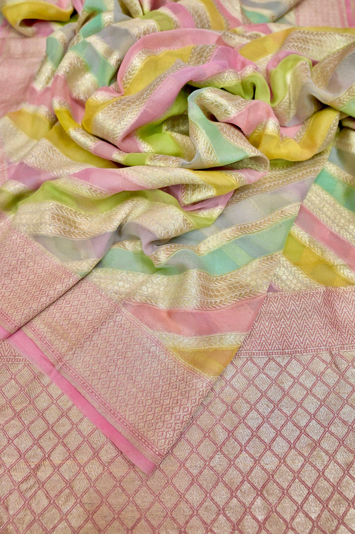 Georgette Rangkat Banarasi with Water Zari Work