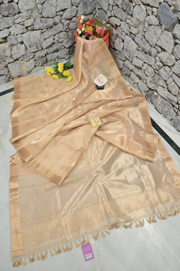 Golden Color Pure Tissue Banarasi Saree