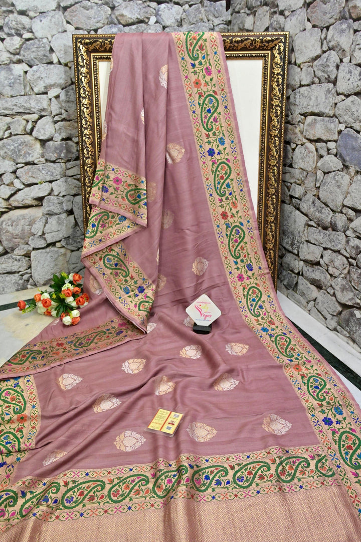 Groundnut Color Tussar Georgette Banarasi Saree