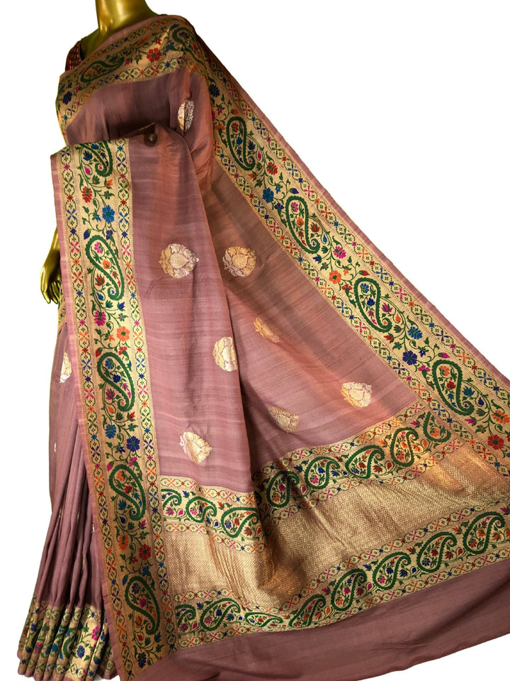 Groundnut Color Tussar Georgette Banarasi Saree