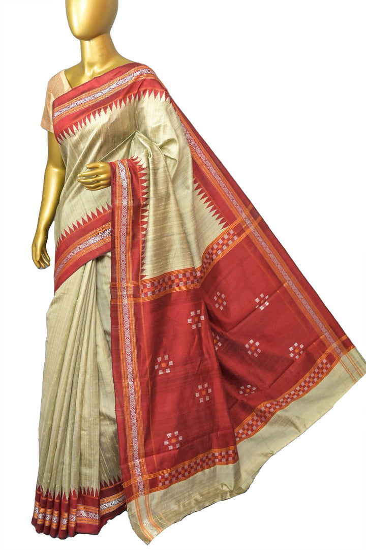 Hay Golden Color Raw Silk Saree with Vidarbha Border