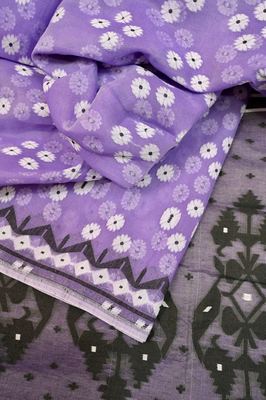 Jamdani Saree in Mauve Color with Pre Stitched Designer Blouse