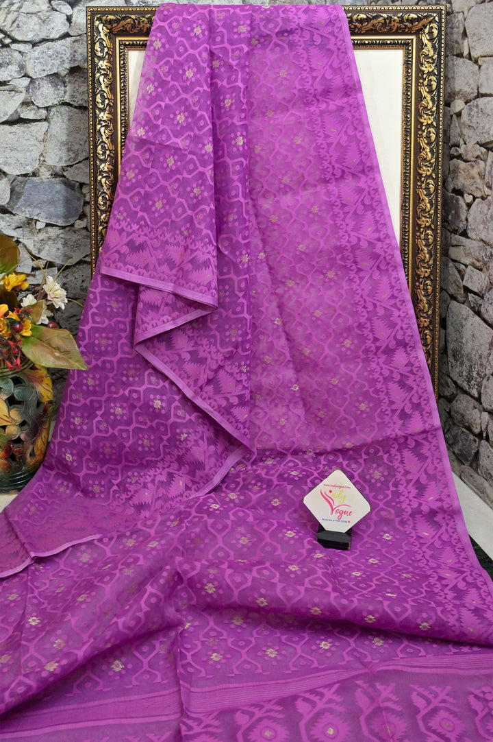 Lavender Color Jamdani Saree with Blouse Piece