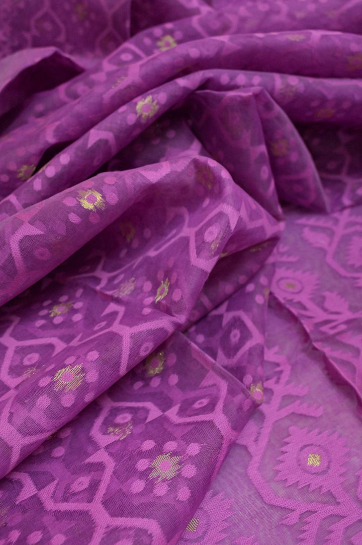 Lavender Color Jamdani Saree with Blouse Piece
