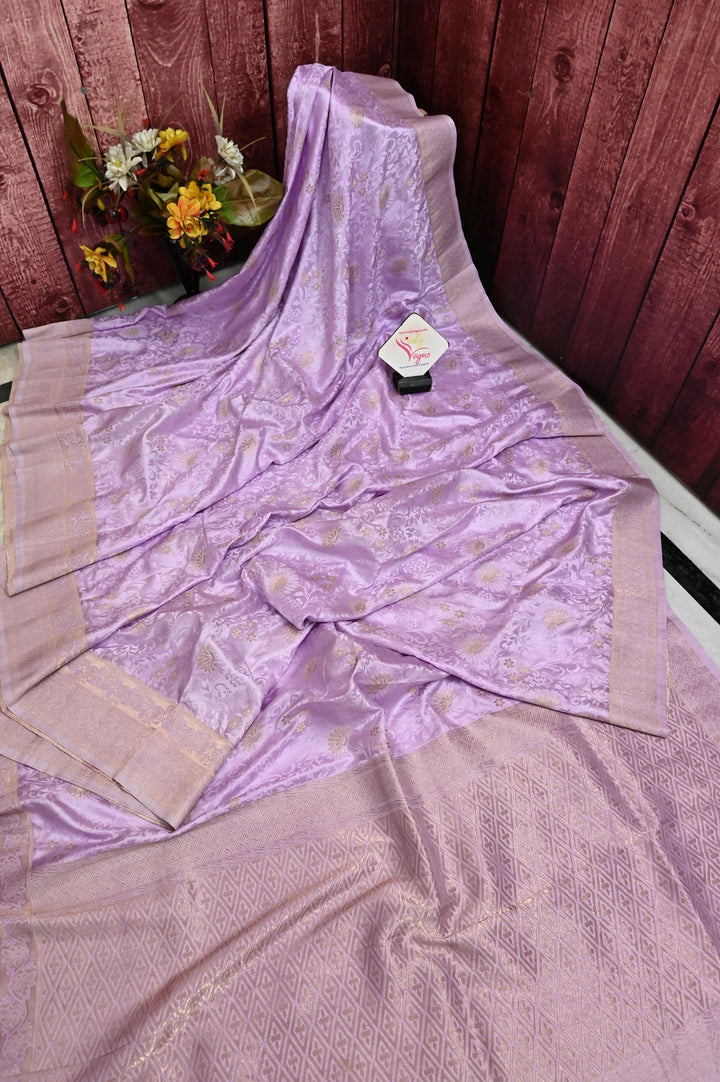 Lavender Color Mashru Silk Banarasi with Allover Self Weaving Work