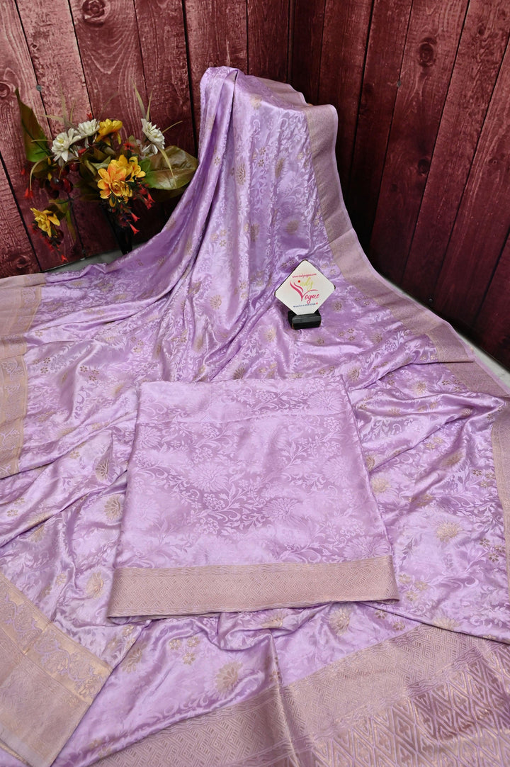 Lavender Color Mashru Silk Banarasi with Allover Self Weaving Work