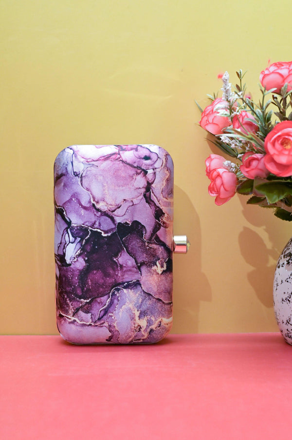 Lavender Pink Color Designer Clutch Bag with Digital Print