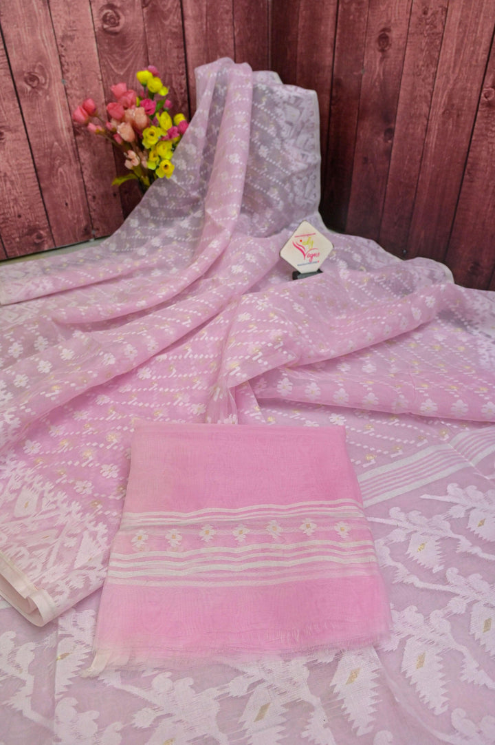 Light Pink Color Jamdani Saree with Blouse Piece
