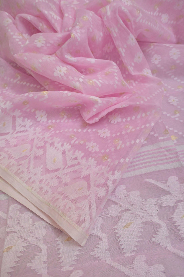 Light Pink Color Jamdani Saree with Blouse Piece
