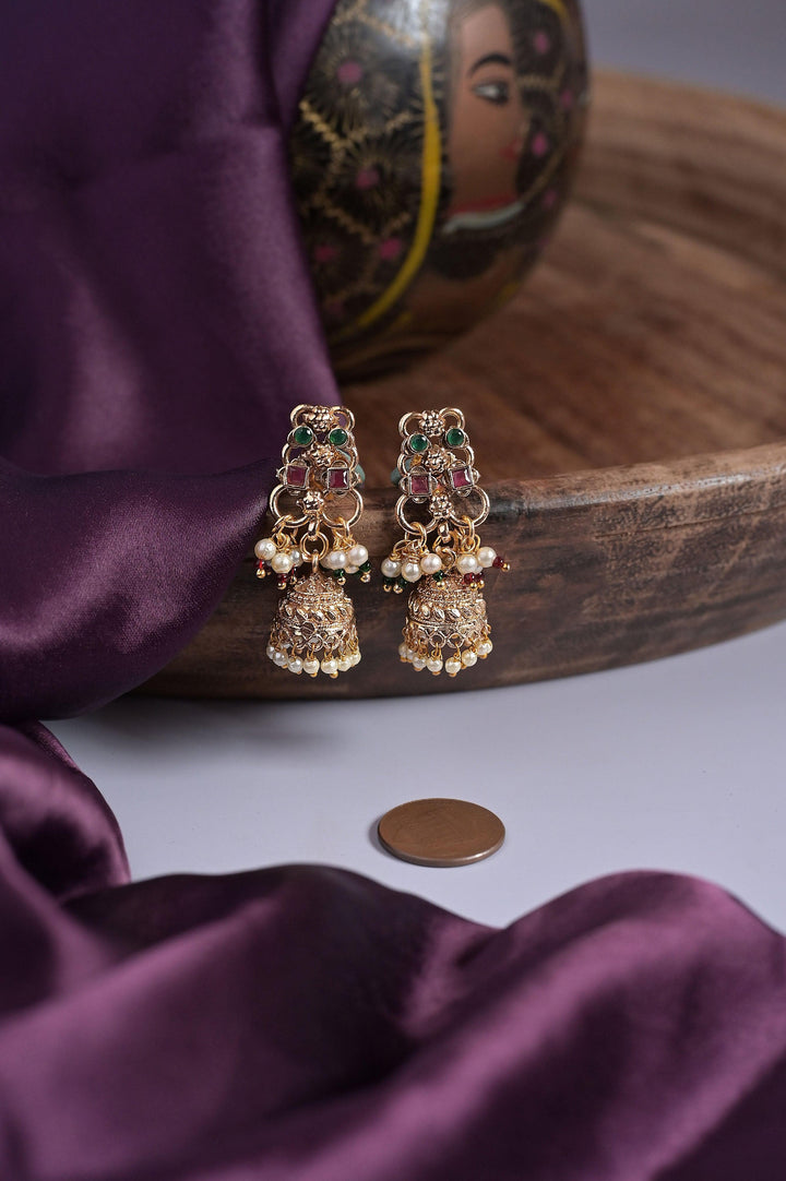 Long Sitahar Style Necklace Set with Pota Stone