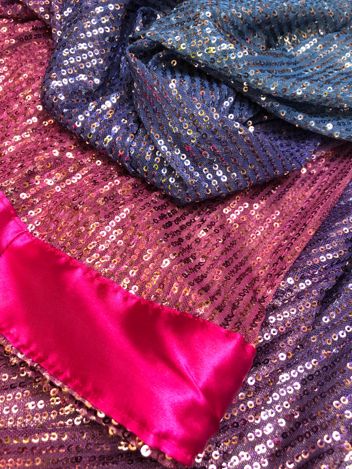 Magenta and Space Blue Color Designer Net Saree with Sequin Work