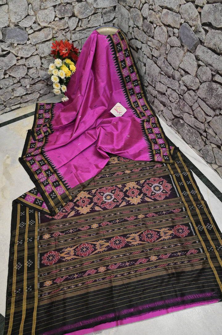 Magenta Color Sambalpuri Silk Saree with Double Pasapalli Border