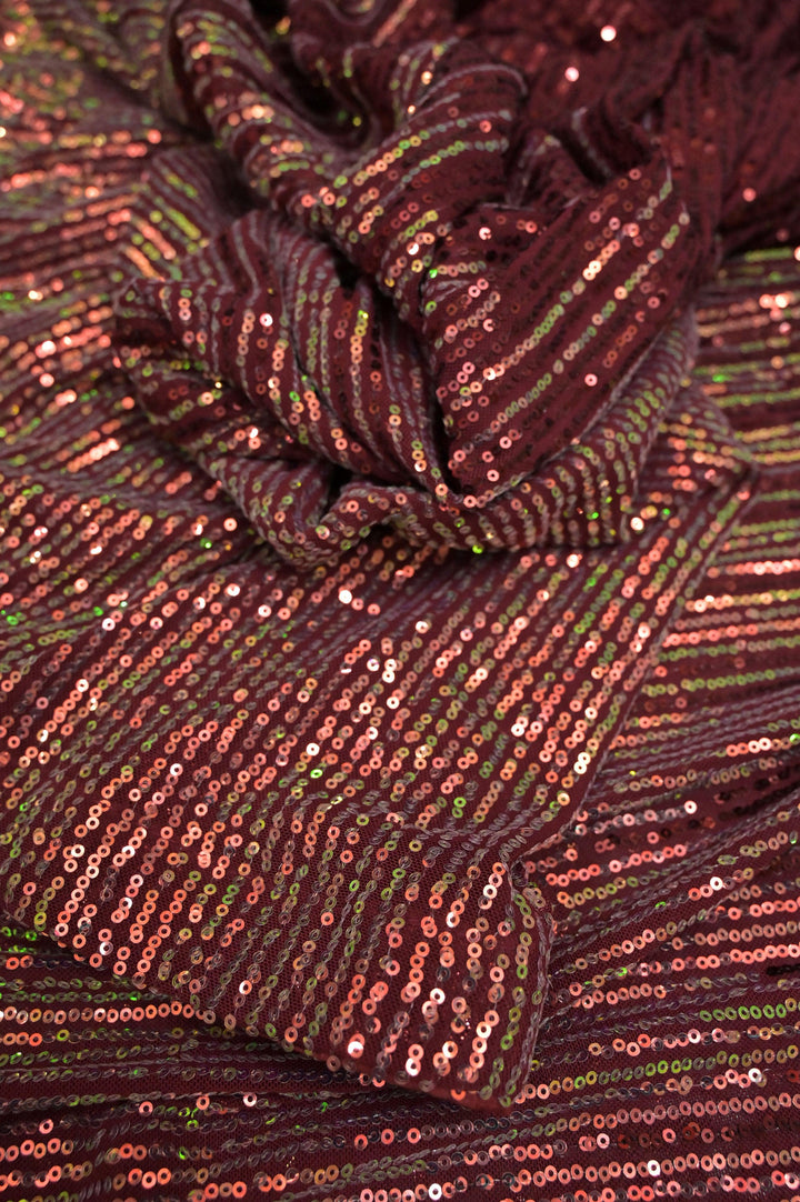 Maroon Color Designer Net Saree with Sequin Weaving